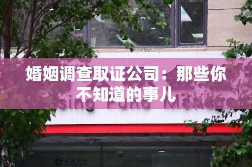 南京婚姻调查取证公司：那些你不知道的事儿