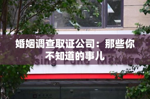 南京婚姻调查取证公司：那些你不知道的事儿