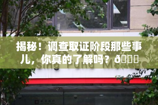 南京揭秘！调查取证阶段那些事儿，你真的了解吗？😎