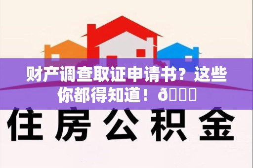 南京财产调查取证申请书？这些你都得知道！😎
