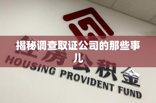 南京揭秘调查取证公司的那些事儿