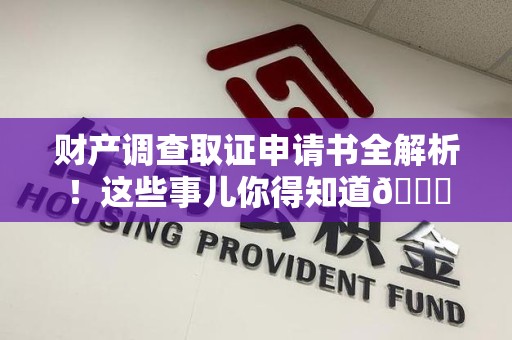 南京财产调查取证申请书全解析！这些事儿你得知道😎